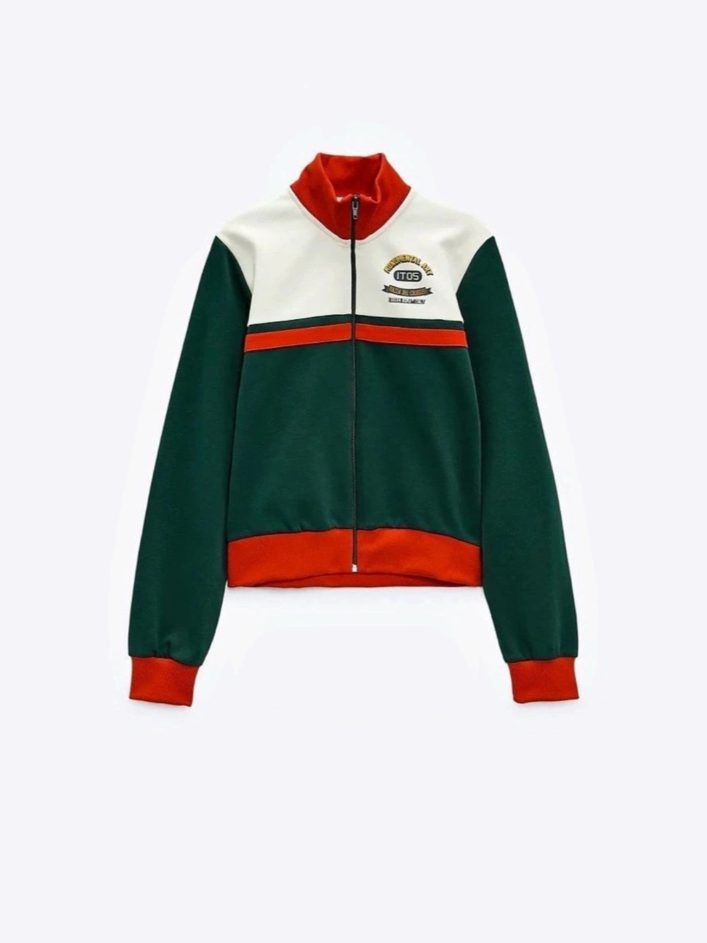 Zara Color Block Track Jacket in Green & Red Pre-LOVED